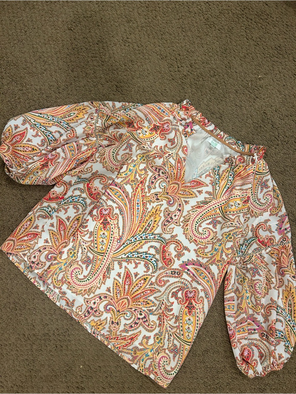 Women’s Paisley Peasant Blouse - Cream Multi